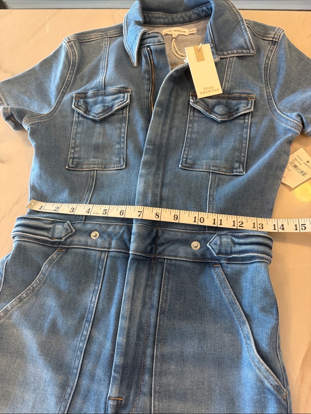 ✈️Good American Light Blue Denim Jumpsuit Romper - Picture 5 of 10
